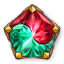 Dyad Gilded Pentagonal Ruby-Peridot